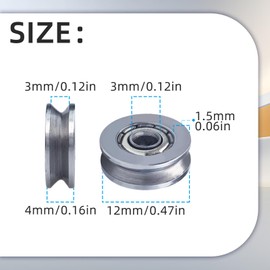 20 Pieces V-Groove Bearings, V623ZZ Carbon Steel Pulley Bearings, Miniature Pulley Bearings for Linear Rail Motion System (3 x 12 x 4 mm)