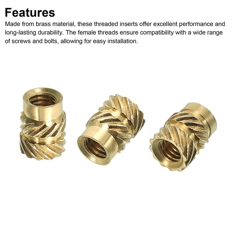 sourcing map M4 Threaded Inserts, 50 Pcs Metric Knurled Nuts