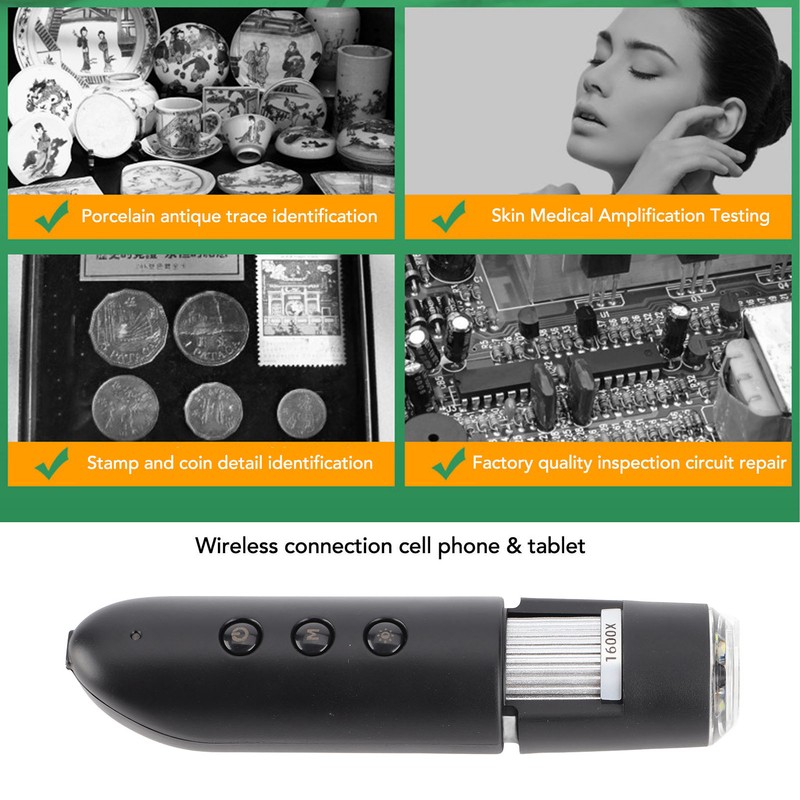 Digital Microscope Wireless WIFI 1600X Super HD Handheld Microscopes Electronic