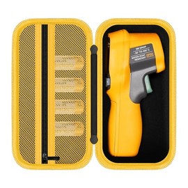 Funda para termómetro infrarrojo Fluke 62 Max/62 Max+/ 64 Max/ 59 Max+, bolsa de transporte protectora de EVA dura con bolsillo de malla, color amarillo negro (solo CAE)