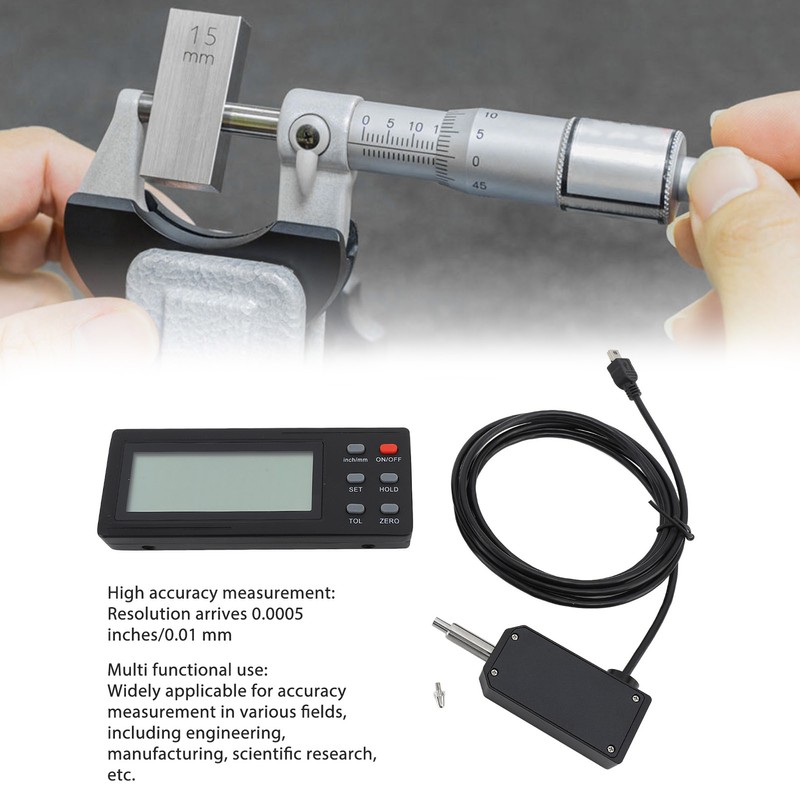 Micrometer High Accuracy Digital Display 0.0005in 0.01mm Resolution Dial Indicator