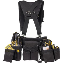 Tool Belt With Suspenders, Tool Belts for Men, 22 Pockets Tool Belt, Heavy Duty Tool Organizer for Framers Carpenter Electrician Construction Woodworker Yellow