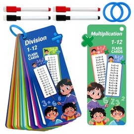 HAMKU 30 Sheets Learning Game, 1 x 1 1÷1 Flashcards Mathematics for Multiplication and Division with Exercise Sheets, Multiplication Table Cards with 4 Marker Pens from 5 Years for Calculating