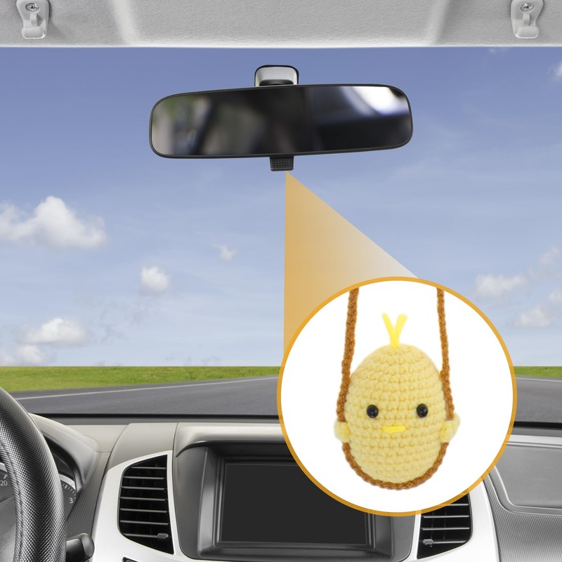TUCKBOLD 1 Pc Yarn Chicken Swing Car Rear View Mirror