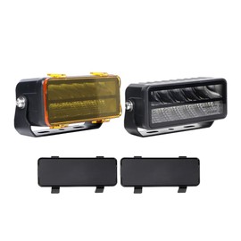 Exzeit 82W 6 Inch Led Driving Light, Combo Beam Offroad Lights for Jeep Truck Wrangler Pickup ATV, Amber and Black Covers Rechangable, 12/24V