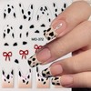 3Sheets French Leopard Nail Stickers Bow Nail Decals 3D Self-Adhesive