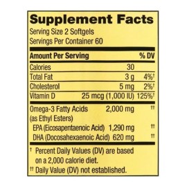 Omega-3 2000 Mg 120 Capsulas Fish Oil Spring Valley Salud Sabor Lemon