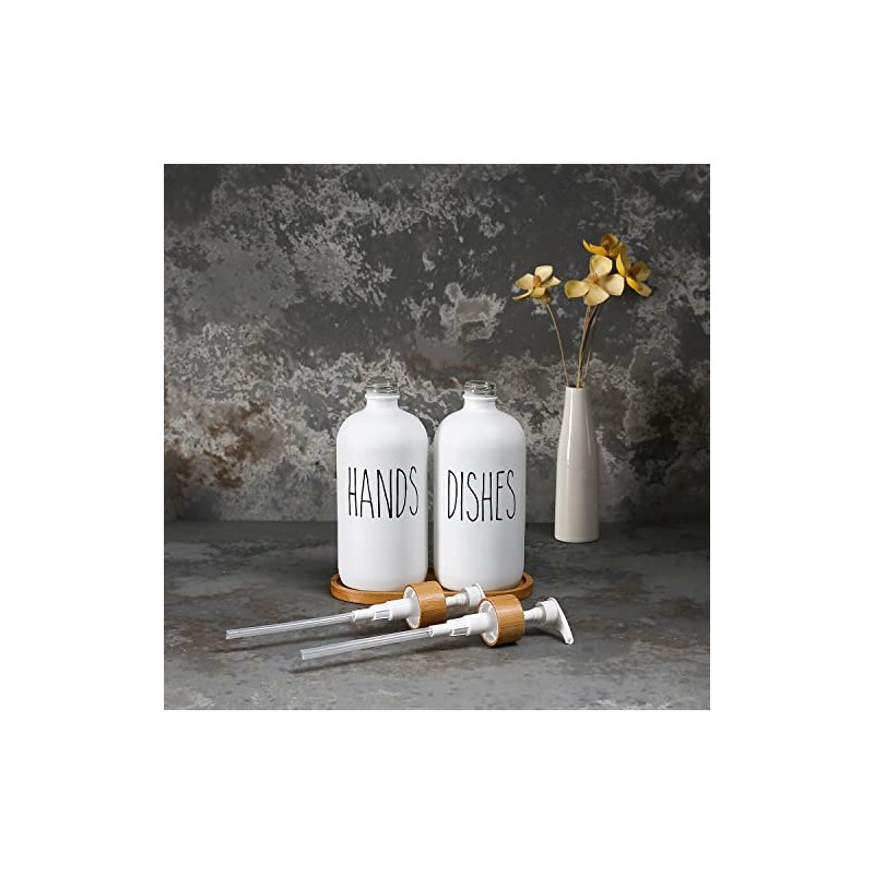 MOMEEMO White Soap Dispenser Set, Contains Hand and Dish Soap