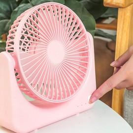 Small USB Desk Fan, Portable Personal Cooling Fan USB Powered with Adjustment Angle, 30dB Silent Plastic Desktop Fan for Travel Office(P ink)