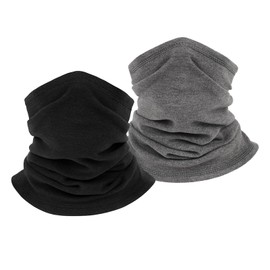 SEFIRST Pack of 2 Winter Neck Tube Men's Ski Tube Scarf Men's Loop Scarf Neck Warmer Men Face Scarf Women Windproof Thermal Round Scarf for Cycling Jogging Black Grey, Black, grey