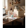 VLANDO 3-Layer Makeup Organizer with 2 Large Drawers for Vanity,Beige
