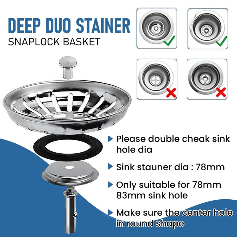 Kitchen Sink Strainer Plug Stainless Steel Thicken for Kitchen Sink,