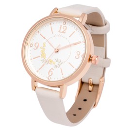Fieldwork MKL2611-1 Women's Analog Wristwatch, Leather Strap, Simple, Floral Pattern, Rosam, White, white, Modern