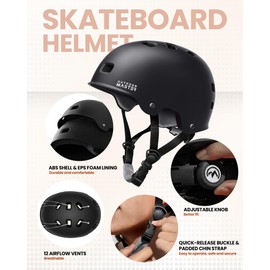 OutdoorMaster Skate Protective Gear Set for Adult & Youth, Skateboard Helmet Knee and Elbow Pads with Wrist Guards for Scooter, Inline Roller Skating, Skateboarding