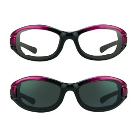 Bikershades Motorcycle Safety Sunglass Foam Padded Pink Frame PETITE Women & Girls Smoke & Clear