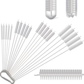 20 Piezas Extra Largos Cepillo para Popotes de Acero Inoxidable y Silicona, 17.5cm-30cm Cepillo para Pajitas, Limpia Pipas para Manualidades para Limpiar Acuario, Tubos de Ensayo, Joyas