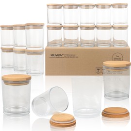 MILIVIXAY 20 Pack 7 OZ Clear Thick Glass Candle Jars with Lids - Bulk Empty Candle Jars for Making Candles - Spice, Powder Containers.