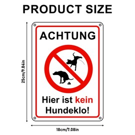 Sign "Hier ist kein Hundeklo!" 4 pieces 18 x 25 cm aluminium sign prohibition dog toilet no dog toilet dog prohibition signs with screws UV protection waterproof and weather-resistant