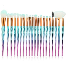 OZ STOCK 20PCS Eye Make up Brushes Diamond Unicorn Eyeshadow Eyebrow Blending Brush Set (20PCS Blue Pink)
