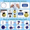 16Pcs Graduation Cap Paper Lanterns Party Decorations - Blue and