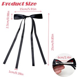 10Packs Satin Hair Bow Clip Black Red Hair Ribbon Accessories Cute Korean Style Bow Hairpin Elegant Ribbon Metal Clip Hair Accessory for Girls, Teens & Women