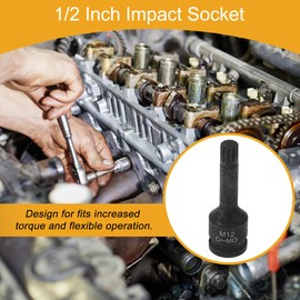 Partuto 1 Pc 12 Point Universal Impact Socket for Car Motorcycle Dirtbike Repair Hardware Tool CR-MO Black 78mm/3.07" 11mm 1/2 Inch Drive