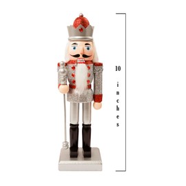 USA SUPREME Traditional Christmas Nutcracker Wooden Soldier 10 inches Decorations Gift – Perfect for Christmas Tree, Table Top, and Holidays Dinner Table Décor (Silver_03)