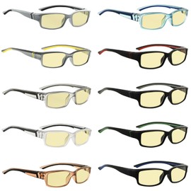 Eyekepper 10 Pack Blue Light Blocking Reading Glasses Yellow Tinted Computer Readers Men Women +1.00