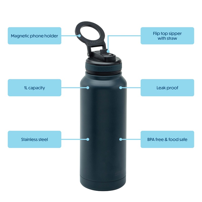 Smash Double Wall Stainless Steel Magnetic Phone Holder Water Bottle
