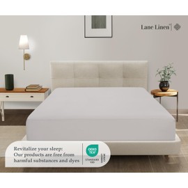 Lane Linen Twin Fitted Sheet Only - 4 Way Stretch Knitted Deep Pocket Twin Bottom Sheet - Fits Upto 16" Mattress (No Flat Sheet), Durable, Wrinkle Free, Soft Microfiber Fitted Sheet Twin - White