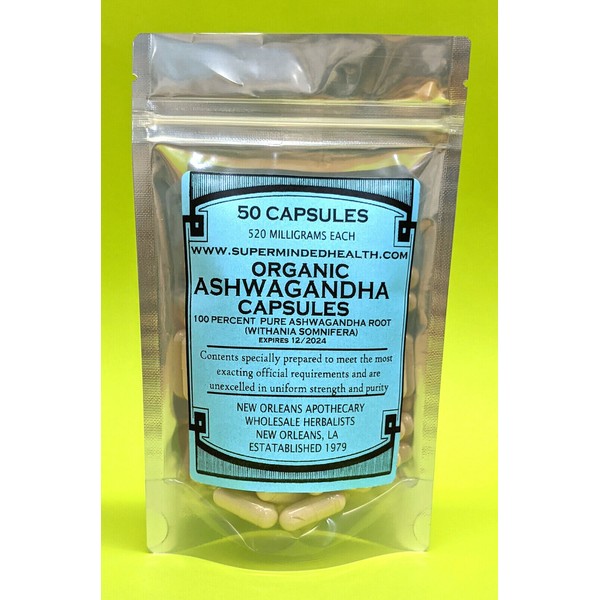 Organic Ashwagandha Capsules  Protect Immune System Combat Stress Improve Memory