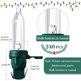 Remagr 240 Pcs Christmas LED Replacement Bulb Mini Wide Angle LED Xmas Bulb LED Tree Light Outdoor String Light Replacement for Christmas Garden Tree Party(Green Base with Cold White Bulb)