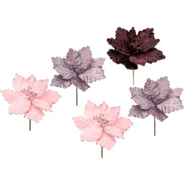 Flair Flower Christmas Star Velvet Christmas Flower Advent Wreath Christmas Tree Christmas Decoration Floristry Bouquets Flower Arrangement Arrangement, 021177VAR, Silver, Cream, Dark Red, Dusky Pink,