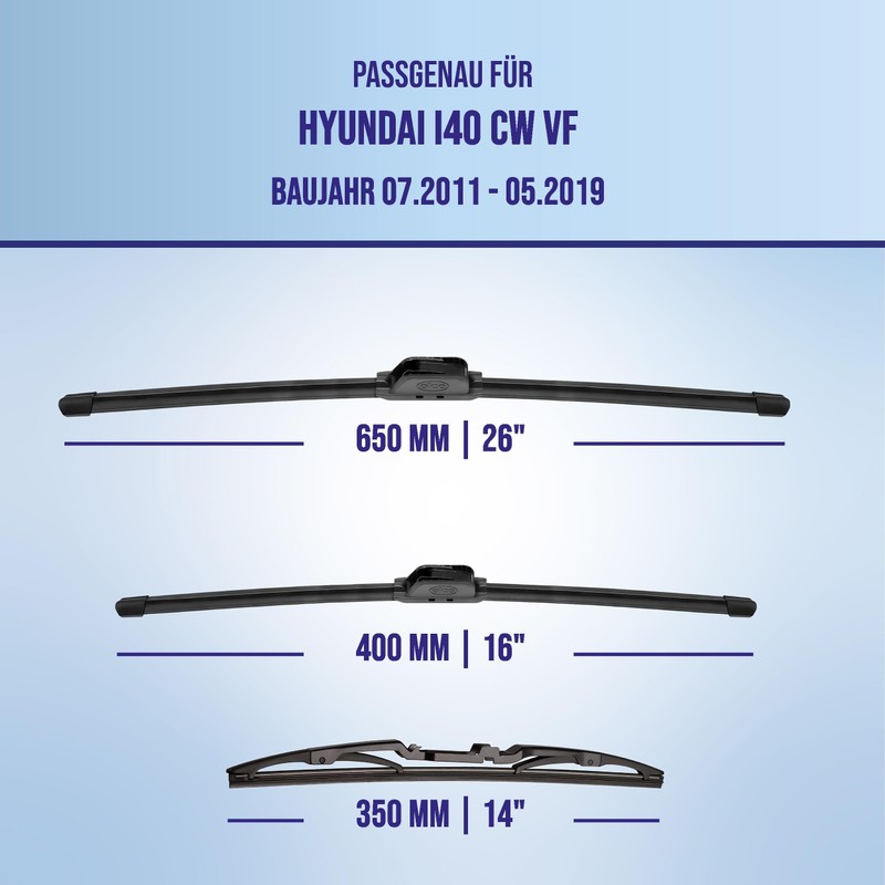 alca® Windscreen Wiper with Rear Wiper Ideal for Hyundai i40