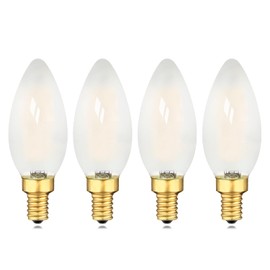 LUMILECT Dimmable E12 Candelabra LED Light Bulbs 25W Equivalent, 3000K Soft White, 2 Watts E12 Base LED Bulb, 200LM Frosted LED Chandelier Bulb, 2W B11 Candle Light Bulbs, 4 Pack