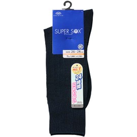 Okamoto 495901 Men's 24 Hour Odorless Super Sock Striped Crew Length Socks, Deodorizing, black, navy