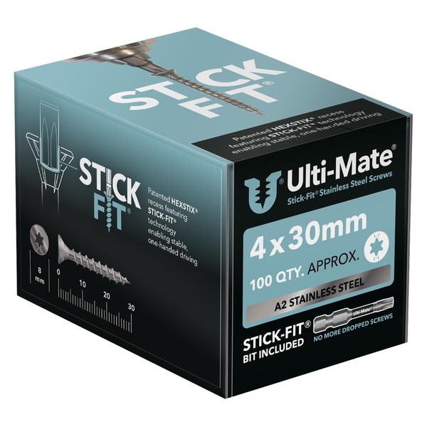 Ulti-Mate Stainless Steel Woodscrews - 4.0 x 30mm - Box