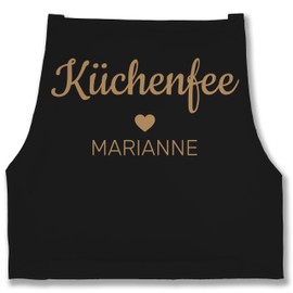 Geschenk mit Namen personalisiert by Shirtracer - Apron - Cooking Apron Women - Kitchen Fairy with Name I Gift Chef I Gift Cooking, 02 black
