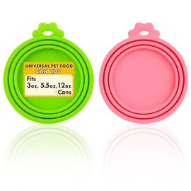 Lydia’s Deal Pet Food Can Covers 2-Pack, Universal Size – One Lid Fits 3 Pet Food Can Sizes (3oz/5.5oz/12oz), Airtight Silicone Lids, BPA-Free & Dishwasher-Safe for Dog & Cat Food Cans (Pink+Green)