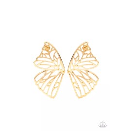 Paparazzi Jewelry Accessories - Butterfly Frills - Gold Earrings - NEW