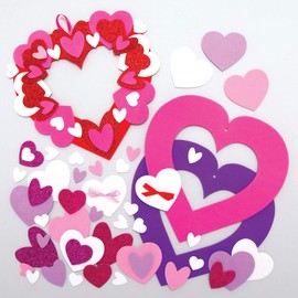 Baker Ross AX733 Heart Wreath Kits - Pack of 3, Creative Valentine's Day Art and Craft Supplies for Kids to Make and Decorate