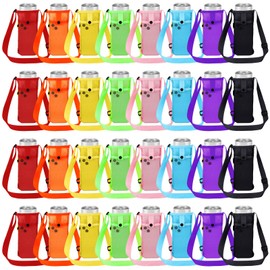 Mumufy 32 Pcs Water Bottle Sling Holder with Adjustable Strap Mesh Tumbler Carrier Lightweight Nylon Crossbody Bottle Sleeve with Pouch for Walking Hiking Gym Camping Sports Beach Cycling