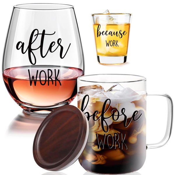 Physkoa Before Work After Work Gift Set (Wine&GlassMug&ShotGlass)