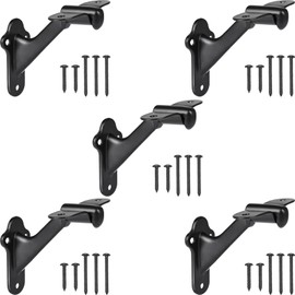 RealPlus Handrail Stair Brackets 5pcs Heavy Duty Hand Rail Bracket with Screws for Stairways Staircase Railing Bracket (Matte Black)
