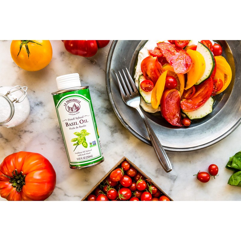 La Tourangelle, Basil Oil, Expeller-Pressed High-Oleic Oil, Great for Salads,