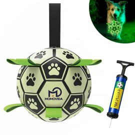 MOMOVIDA Juguetes para Perros de Fútbol, Pelota de Juego fosforescente para Perros, Pelota de Práctica Perro Duradera para Perros,Fosforescente Pelota de Juguete Interactivo ConTirar de Perros(15cm)