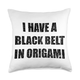 Black Belt In Origami Funny Martial Arts Karate Graphic Throw Pillow