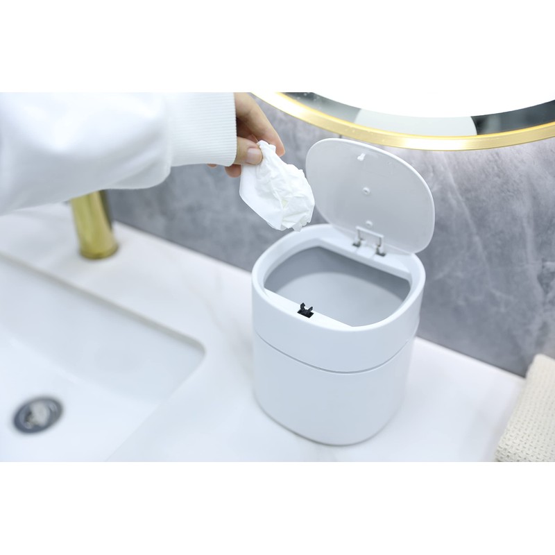 ETRAVEL Small bin office desk bin with lid for countertop,