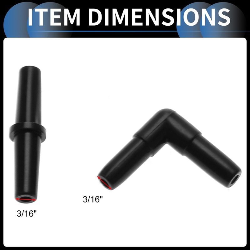 INFINAUTO Plastic Hose Barb Fittings, 3/16" Stright Barb Connector L