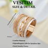 Vesitim Pearl Bracelet Khaki Multilayer Boho Jewelry Braid Rhinestone Bracelet